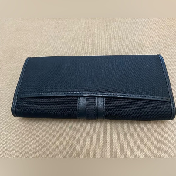 NWOT, Talbots Classic Black Canvas Wallet with Leather Trim & Gold Buckle - Picture 4 of 15